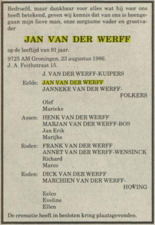 jan van der werff in 1986.